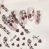 Adesivos de Nail Art Transfronteiriços Novos Adesivos Quentes de Venda para o Ano Novo Coração Doce com Glitter Fita Laço Adesivos de Unha Adesivos