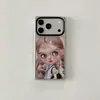 Funda tipo espejo de borde recto estilo coreano para Barbie, adecuada para Apple 17 Pro Max, iPhone 16 Pro, linda 15P Anti-caídas