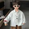 Camisa casual de otoño para niños, estilo coreano, camisa elegante y versátil para niños pequeños, top de moda para bebés, comercio exterior