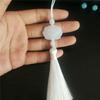 Pingente de Borla de Lótus de Jade Branco Imitação Joias de Borla de Lapela Pressionada Cheongsam Acessórios de Joias para Roupas de Borla Antiga Pendente de Leque