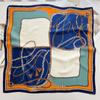 Lenço quadrado pequeno de seda artificial estampado com quatro grades combinando cores 70x70, novo clássico para Primavera e Outono, versátil, lenço de seda, lenço de cabeça protetor solar, faixa de cabelo