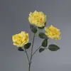Flor Artificial Rosa para Casamento 3 Cabeças Rosa Diamante Flor para Guia de Caminho de Casamento Decoração de Parede de Flores Arranjo de Flores de Seda Flor de Plástico Lote