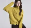 Novo estilo transfronteiriço outono e inverno, gola alta, solta, casual, jaqueta cardigã de tricô emagrecedora para mulheres, elegante, cor sólida, suéter versátil