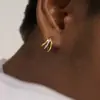 Brincos de Ouro 18K Cravejados com Diamantes de Três Garras, Brincos Simples de Zircônia, Estilo Minimalista Versátil, Joias de Orelha Transfronteiriças Amazon Europeias e Americanas