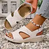 Sandálias Plataforma Plus Size Transfronteiriças da Amazon para Mulheres 2025 Primavera/Verão Nova Moda Casual Sapatos Femininos Costurados Atacado