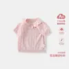 2026 Novo Estilo Menina Algodão Puro Tricô Vazado Blusa de Verão Renda Manga Curta Macia Amiga da Pele Blusa de Puxar