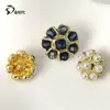 Botões de Liga de Zinco com Cristal Bordados à Mão com Pedras Preciosas Multicores, Botões Florais Vintage, Decoração de Roupas e Bolsas Estilo Chanel, Botões de Moda Dourados