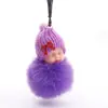 Llavero de Muñeca Durmiente Linda de Imitación de Piel de Conejo Rex Hecha por el Fabricante Colgante de Bola de Pelo para Bolso de Bebé Niña Durmiente Linda Regalo