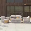 Sofá Exterior Tejido de Ratán Muebles de Ocio para Patio Balcón de Villa Sofá Impermeable Protector Solar Juego de Sofás Admite Dropshipping