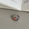 Anel Espiral Colorido de Pedra Natural Fresco e Versátil Enrolado em Fio para Mulheres Estilo Coreano Tendência Leve Luxo Moda Anel de Dedo Que Combina com Tudo