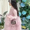 Mini Bolso de Axila Estilo Bosque Retro con Lazo y Lunares Lindo y Elegante Encaje de Princesa Bolso Cruzado para Niños