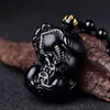 Qin Pei fabricantes atacado material natural obsidiana cabeça grande torta costas corajosas pingente dupla sorte masculina e feminina sorte