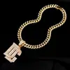 Venda Quente Transfronteiriça Pingente de Letra com Strass Hip-Hop Tendência Personalizado Liga de Metal Corrente Cubana Moda Criativa Colar de Diamante