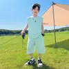 Conjunto de Colete Infantil Verão 2026 Novo Estilo Coreano Roupa de Verão Infantil Secagem Rápida Sem Mangas Conjunto de Duas Peças Tendência