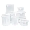 Lata Blanca Sellada Caja Redonda de Plástico para Conservar Frescura Lonchera de Grado Alimenticio PP Engrosado Caja Transparente para Almacenamiento de Granos