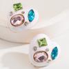Brincos de amor franceses estilo coreano liga gota de óleo incrustada com diamante de vidro colorido temperamento fashion brincos de festa lote transfronteiriço