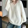Roupas Femininas Roupas Femininas Coreanas Dongdaemun Suéter Quente de Inverno de Alta Qualidade com Escovado e Gola V Feminino Outono Inverno Estilo Preguiçoso Tricô de Manga Longa