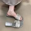 Sandalias de Estilo Hada Suave para Verano para Mujer 2025 Nuevo Estilo Pedrería Dulce con Falda Pantuflas de Playa para Vacaciones
