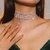 Collar Europeo y Americano Transfronterizo de Alta Gama con Letra REINA Reina Lujoso Brillante Diamante Ancho Cristal Collar