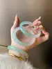 Pulsera Auténtica de Jade Ágata Xiaohongshu Douyin Pulsera de Jade Verde Transparente Hielo como un Regalo de Lujo Accesible de Nicho para tu Novia