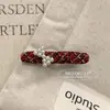 Pinza de Pato de Aleación Ovalada a Cuadros con Pedrería en Forma de Corazón de Lujo Ligero Coreano Exquisito Versátil Pasador para Flequillo Dulce Fresco Accesorio para el Cabello