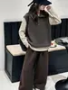Conjunto Elegante de Tres Piezas para Niñas de Principios de Otoño 2026 Nuevo Estilo Niñas Grandes Muy Atractivo Estilo Coreano Chaleco Conjunto de Ropa de Otoño