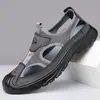 Sandalias para Hombre 2025 Verano Nuevo Estilo Piel Genuina Malla Transpirable Zuecos Conducir al Aire Libre Ocio Zapatos para Vadear Zapatos de Playa