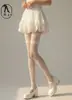 Calcetines Sexy con Patrón de Encaje Hasta la Rodilla, Medias de Rejilla Florales Hasta la Rodilla, Medias Largas Caladas, Medias de Rejilla Blancas Hasta la Rodilla para Mujer, Seda Blanca