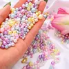 3-8mm ABS Furo Reto Pérolas de Imitação Redondas Contas Artesanais DIY Pulseira Colar Materiais para Miçangas Acessórios de Vestuário