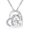 Europa y Estados Unidos collar de unicornio creativo transfronterizo nuevo Amazon corazón colorido forma de poni amor infantil colgante de diamantes de imitación