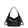 Bolsa Tote de Couro com Cera Europeia Retrô de Grande Capacidade para Motocicleta Bolsa de Ombro Único Transversal Feminina Nova Bolsa para o Dia a Dia