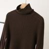 ¡cachemira pura gruesa! ¡Los productos de calidad son más de 10,000! Camiseta básica de punto acanalado de cuello alto de color sólido para otoño e invierno