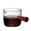 Venda por atacado copo de café de vidro com escala pequena copo de leite Inglês copo japonês de madeira molho de vidro vinagre prato de creme