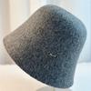 Sombrero de Cubo Estándar Metal Cachemir para Mujer Otoño e Invierno Estilo Japonés Vintage Versátil de Ala Ancha Cara Redonda Cubre Rostro Cálido Plegable Sombrero Cubeta