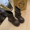 Hebilla de cinturón botines suela gruesa plisado moda 2026 botines que aumentan la altura estilo nuevo Botas Rad mujer de moda Botas Martin Meiduidui