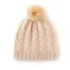 Cachemir 2025 Outono e Inverno Novo Chapéu de Tricô Casual Feminino Elegante Cor Pura com PomPom de Pelo Torcido Espessado Quente Moderno
