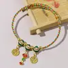 Pulseira de Corda Multicor, Joia de Corda de Mão Zongzi Trançada Atacado, Artesanal Puro, Estilo Nacional, Tendência Nacional, Corda Vermelha Trançada à Mão
