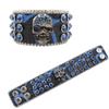 Pulsera de calavera con diamantes de imitación, personalidad, moda, versátil, pulsera de cuero PU, estilo hip hop punk, personalidad