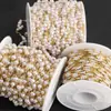 Nuevo Estilo Cadena de Acero Inoxidable Chapado en Oro de 18 Quilates con Perlas de Imitación para DIY Hecho a Mano Collar Estilo Antiguo para Mujer Accesorios de Ropa