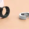 Pendientes de acero inoxidable para comercio exterior con hebilla negra lisa y plana para hombre, pendientes de acero inoxidable