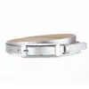 Estilo Nuevo Europeo y Americano Cinturón Rectangular de Cuero Aceitado Moda Vestido Sencillo Cinturón Delgado Cinturón con Hebilla Japonesa para Mujer Venta al por Mayor