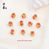 Cuentas Espaciadoras Flor de Trébol de Cuatro Hojas Azul Quemado Cloisonné Soporte de Flor de Nube Trasera Pulsera Colgante de Cuentas Hecho a Mano DIY Accesorios de Esmalte
