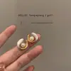 Pendientes de Perla Estilo Ins Aguja 925 para Mujer, Pendientes Versátiles, Pendientes Retro de Alta Gama, Puestos Callejeros, Estilo Caliente del Mercado Nocturno al por Mayor