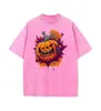 Camiseta unisex de manga corta con estampado de calabaza rosa retro de Halloween transfronteriza 2026