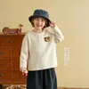 Nova camisa básica de manga comprida para meninos, estilo primavera e outono, top estiloso de manga comprida para bebês, camiseta infantil, vestuário de primavera no atacado