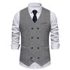 2024 Venta al por Mayor de Comercio Exterior Transfronterizo Chaleco de Traje de Espiga para Hombre Retro Doble Botonadura Cuello en V Estilo Vintage