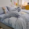 Novo Conjunto de Quatro Peças de Algodão Lavado para Cama (Lençóis e Capa de Edredom) Conjunto Simples de Três Peças para Dormitório Estudantil Cama de Solteiro Roupa de Cama Japonesa