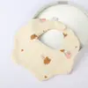 Babador de algodão para bebê Ins Amazon, mais vendido, babador para bebê recém-nascido, 6 camadas de crepe, desenho animado, toalha antiderrapante