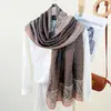 Bufanda Larga Estilo Coreano Primavera y Verano Retro para Mujer con Diseño Personalizado Bufanda Estampado de Cadena Moda Elegante Bufanda a Juego
