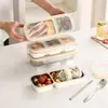 Marmita redutora de gordura, recipiente de armazenamento porcionado, caixa para geladeira e freezer, marmita para salada e grãos ao ar livre, aço inoxidável 304